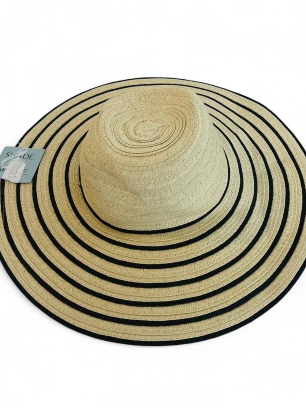 Striped Floppy Paper Sun Hat with Sizing String